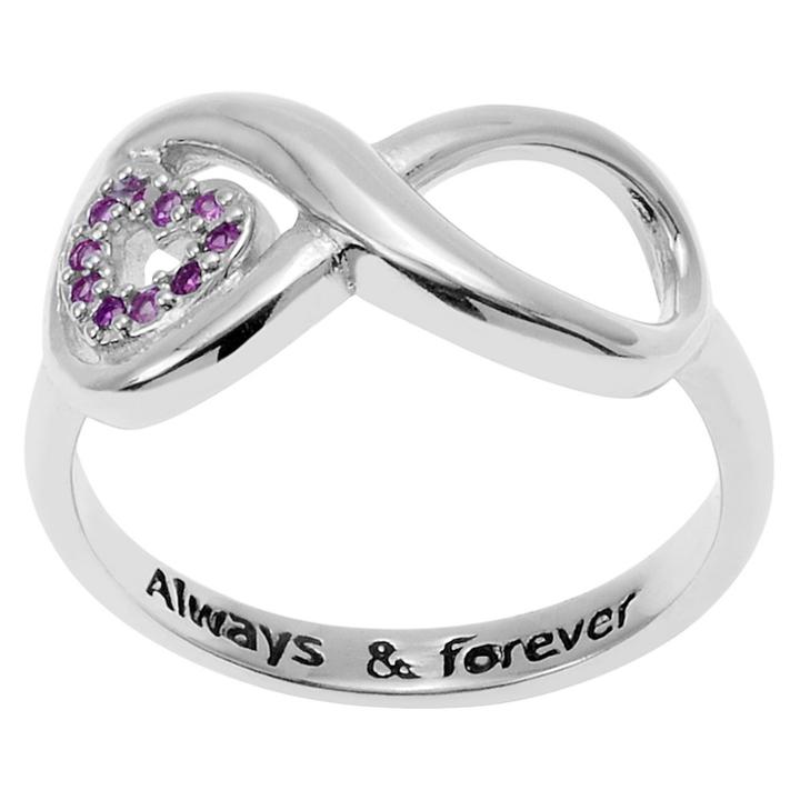 Journee Collection 1/5 Ct. T.w. Round-cut Cubic Zirconia Heart Infinity Bezel Set Ring In Sterling Silver - Pink,