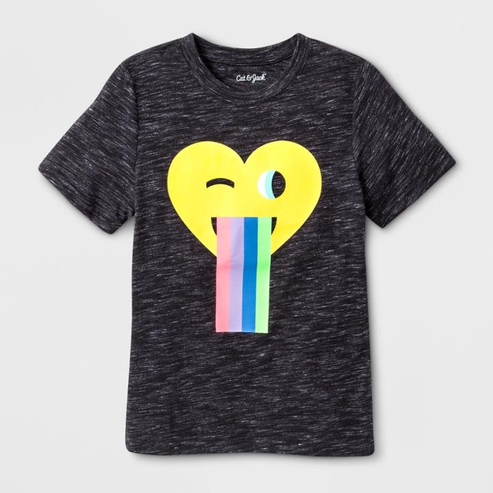 Kids' Short Sleeve Emoji T-shirt - Cat & Jack Black Xs, Kids Unisex