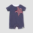 Burt's Bees Baby Baby Boys' Organic Cotton Striped And Star Romper - Navy 3-6m, Boy's, White Red