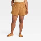 Women's Plus Size High-rise A-line Pleated Shorts - Universal Thread Brown