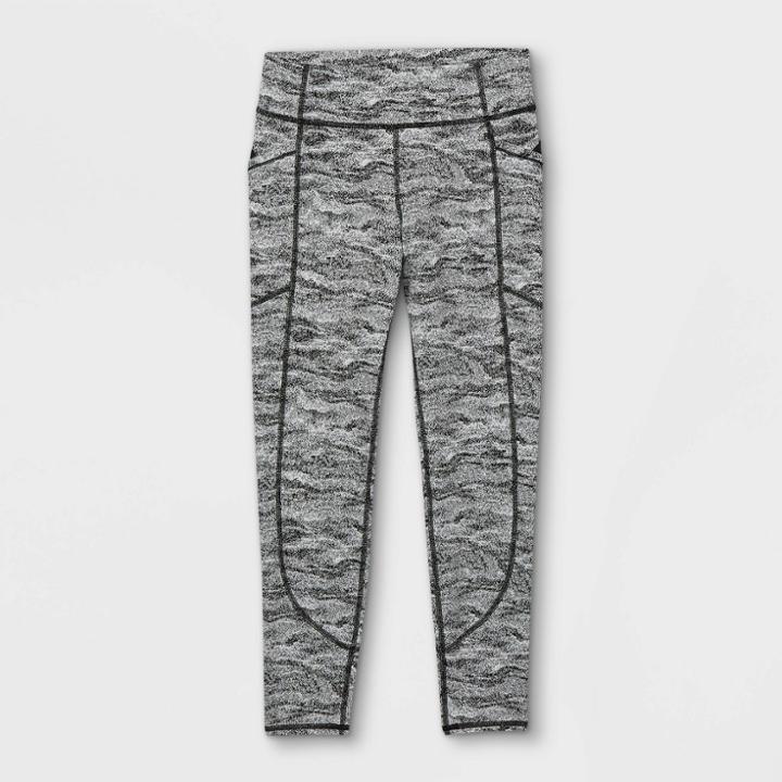 Girls' Textured Pocket Leggings - All In Motion Black/white