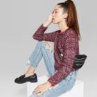 Women's Long Sleeve Crew Neck Confetti Sweater - Wild Fable Red