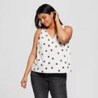 Women's Plus Size Polka Dot Shell Top - A New Day Cream