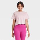 Women's Short Sleeve Back Slit Textured Top - All In Motion Heathered Red