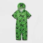 Boys' Minecraft Creeper Pajama Romper - Green