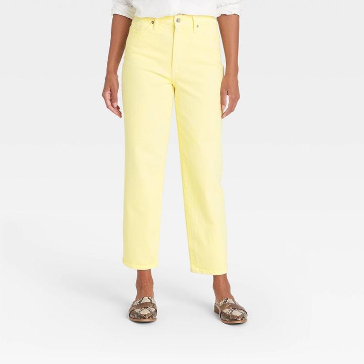 Women's Super-high Rise Vintage Straight Cropped Jeans - Universal Thread Yellow
