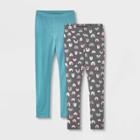 Girls' Adaptive 2pk Leggings - Cat & Jack Charcoal Gray/dusty Green
