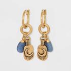 Semi-precious Angelite And Moon Charm Hoop Earrings - Universal Thread Gold