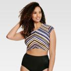 Beach Betty By Miracle Brands Women's Bikini Swim Top Stripe Xl,