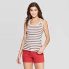 Women's Striped Sleeveless Scoop Neck Core Rib Racerback Tank Top - Universal Thread White