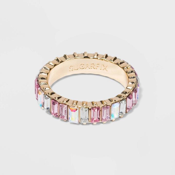 Sugarfix By Baublebar Baguette Iridescent Crystal Statement Ring - Pink
