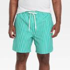 Men's Big & Tall 7 Striped Swim Trunks - Goodfellow & Co Green
