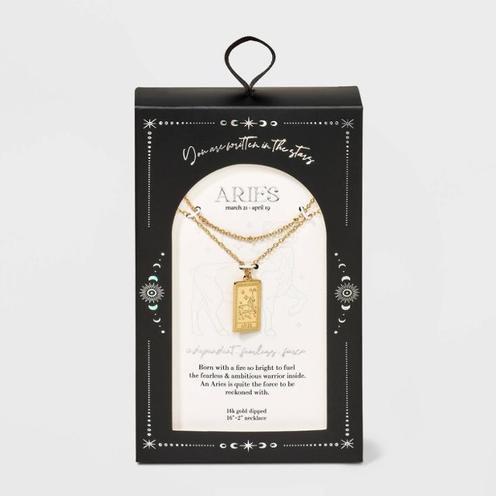 No Brand 14k Gold Dipped 'aries' Zodiac Pendant Necklace - Gold