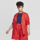 Women's Plus Size Linen Blazer - Ava & Viv Red