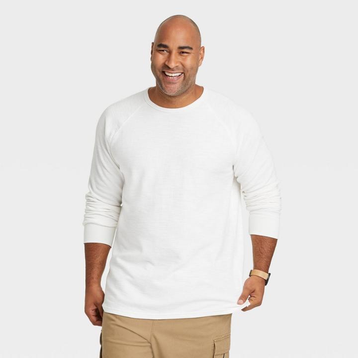 Men's Tall Regular Fit Long Sleeve Crewneck T-shirt - Goodfellow & Co White