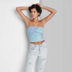 Women's Cropped Tube Top - Wild Fable Blue/purple Floral