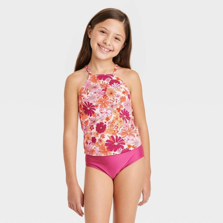 Girls' Flower Power Tankini Set - Cat & Jack Rose Pink
