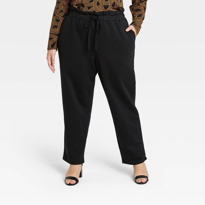 Women's Plus Size High-rise Regular Fit Jogger Pants - Who What Wear Black