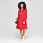 Women's Printed 3/4 Sleeve Dress - A New Day Red