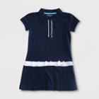 Eddie Bauer Girls' Pleated Polo Dress Navy