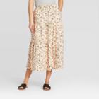 Women's Floral Print Mid-rise Tiered Skirt - Universal Thread Cream Xs, Women's, Beige