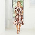 Women's Floral Print Short Puff Sleeve Tiered Babydoll Dress - Who What Wear Blue