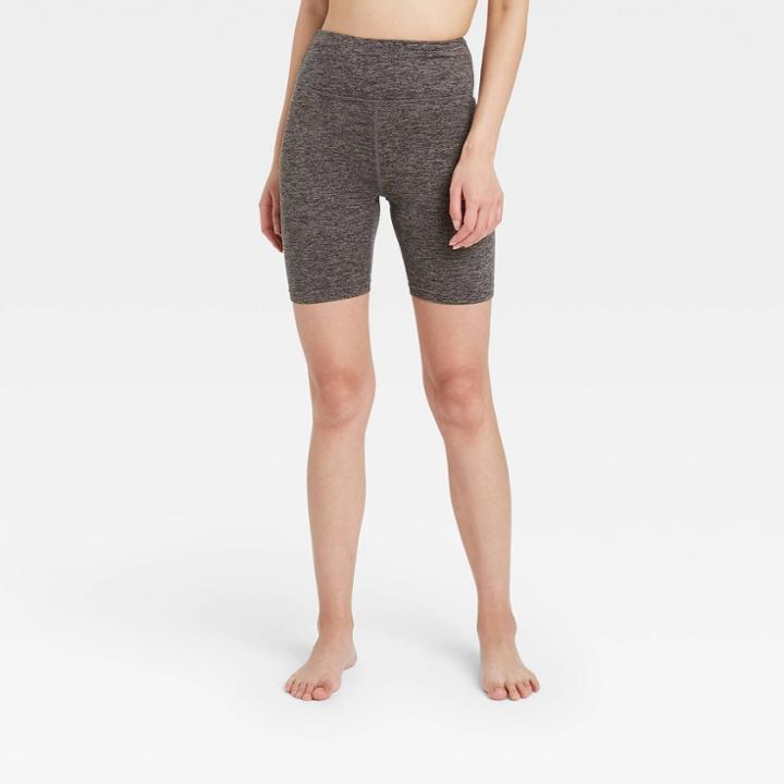 Women's High-rise Brushed Jersey Bike Shorts 7 - Joylab Charcoal Heather