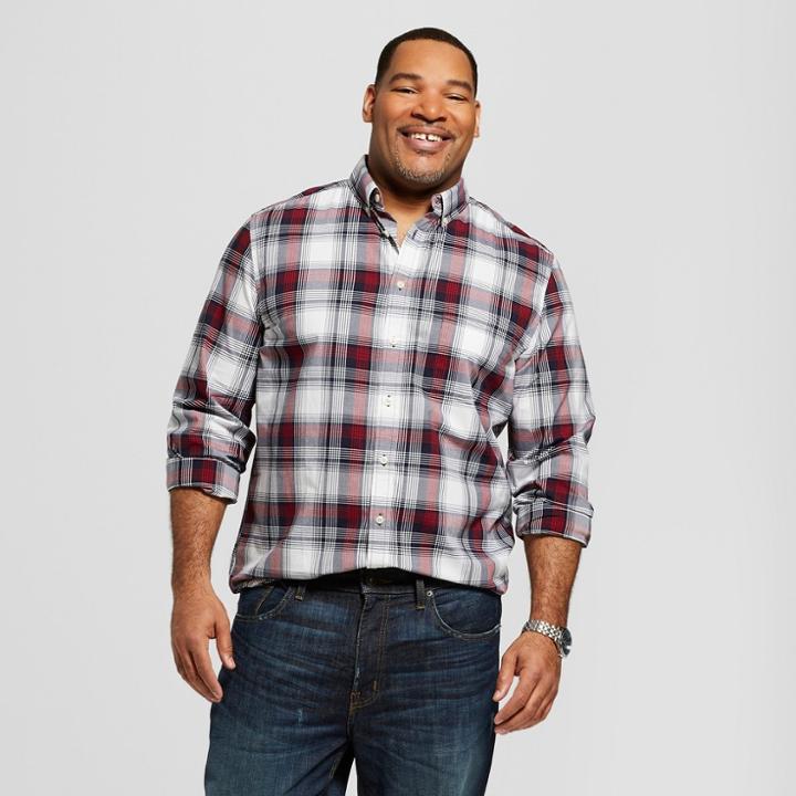 Men's Big & Tall Standard Fit Long Sleeve Northrop Button-down Shirt - Goodfellow & Co Brigadier Navy