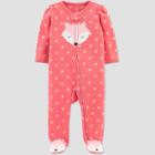 Baby Girls' Fox Fleece Footed Pajama - Just One You Made By Carter's Coral Newborn, Pink