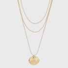 Textured Round Pendant With Multi-strand Necklace - A New Day Gold