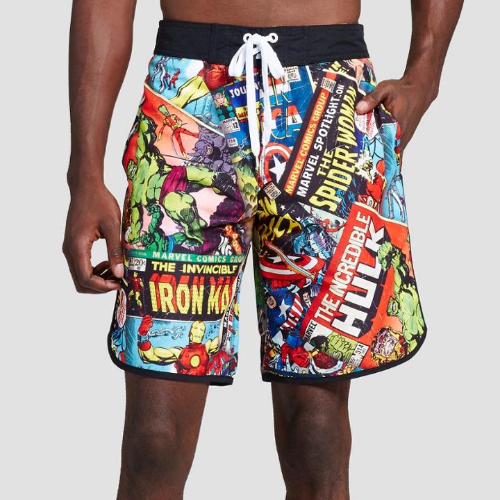 Marvel Men's Marvel Comic Art Board Shorts 10 - Multi-colored