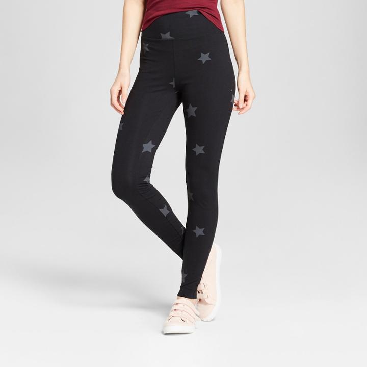 Women's High Waisted Star Print Leggings - Mossimo Supply Co. Black
