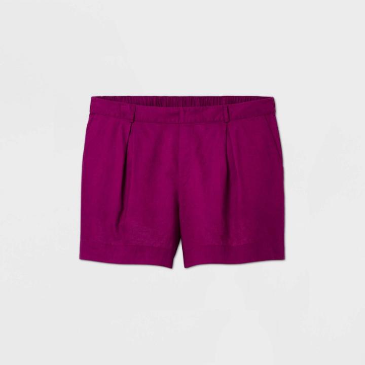 Women's Plus Size Linen Shorts - Ava & Viv Purple X, Women's