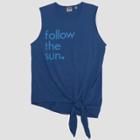 Junk Food Women's Mickey Mouse Follow The Sun Tie-front Tank Top - Blue