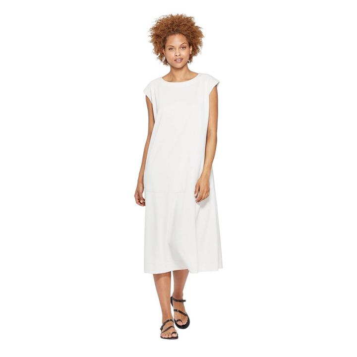 Women's Sleeveless Scoop Neck Midi A Line Dress - Prologue Cream (ivory)
