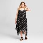 Women's Plus Size Floral Print Handkerchief Hem Dress - Xhilaration Black