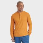 Men's Long Sleeve Textured Henley Shirt - Goodfellow & Co Orange