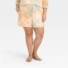 Women's Plus Size Tie-dye Lounge Shorts - Knox Rose Yellow