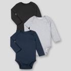 Lamaze Baby Boys' 3pk Organic Solid Long Sleeve Bodysuit - Black/gray