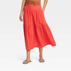 Women's Tiered Midi A-line Skirt - Universal Thread Red