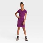 Girls' Notch Neck Dress - Art Class Dark Purple