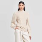 Women's Mock Turtleneck Chunky Knit Pullover Sweater - Who What Wear Gray Xs, Women's, Beige