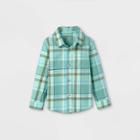Toddler Boys' Plaid Poplin Woven Long Sleeve Button-down Shirt - Cat & Jack Green