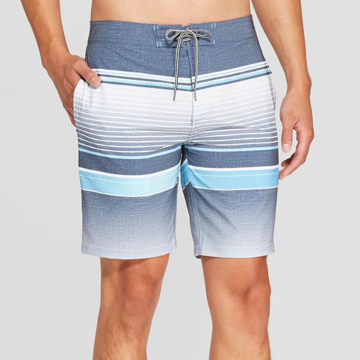 Men's 8.5 Striped Bojack Board Shorts - Goodfellow & Co Indigo