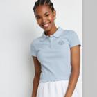 Women's Slim Fit Short Sleeve Polo Baby T-shirt - Wild Fable Blue