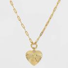 14k Gold Dipped 'k' Initial Diamond Cut Heart Pendant Necklace - A New Day Gold