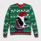 33 Degrees Men's Ugly Christmas Cow Long Sleeve Pullover Sweater - Green