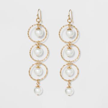 Three Circles And Four Beads Earrings - A New Day White/gold