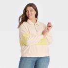 Women's Plus Size Striped Quarter Zip-up Pullover Sweatshirt - Universal Thread Lemon Drop Yellow