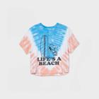 Women's Peanuts Snoopy Plus Size Life's A Beach Short Sleeve Boxy Cropped Graphic T-shirt